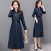 ELLE Collared Denim Women, Spring And Autumn New Style, Slim Fit, Mid-Length, Two-Piece Dress For Moms_mkmklike.com