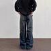 Vintage Distressed High-Waisted Straight Leg Jeans With American Streetwear Style - Trendy Ruffle & Washed Denim For Men & Women_mkmklike.com