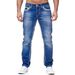 Men's Clothing High Quality New Men's Slim Double Line Jeans Three Color Denim Straight Pants_mkmklike.com
