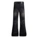 Urban Edge Patchwork Jeans - Vintage Washed Black With Artistic Embroidery & Relaxed Wide-Leg Silhouette For Streetwear Enthusiasts_mkmklike.com
