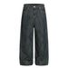 Men's Vintage High Street Distressed Striped Loose Fit Button Fly Jeans Washed Denim Casual Streetwear_mkmklike.com