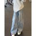 "Men's Distressed Blade-Cut Jeans – Relaxed Straight-Leg Wide Trousers (Summer Lightweight, Urban Streetwear, Stretch Comfort)"_mkmklike.com