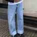 Women's Retro Mid-Rise Wide-Leg Jeans - Vintage Straight Denim Pants With Cuffed Hem, Black/Light Blue/White/Raw Denim (Xs/S/M/L)_mkmklike.com