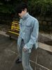 Loom High Vibes Style Trendy Brand European And American Street Tie-Dye Workwear Retro Cross Denim Jacket For Men_mkmklike.com