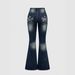 European American Cross-border Hot-selling Women's Clothing: Slim-fit, Slightly Flared Jeans With Back Pocket Embroidery_mkmklike.com