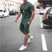 Men's short-sleeved shorts two-piece sports and leisure suit_mkmklike.com