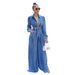 Women’s Clothing New Women's Casual Wide Leg Pants Denim Suit_mkmklike.com