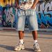Hip Hop Y2K Men's Denim Shorts Exclusive Supply Hot Stamped Rhinestone Print Summer Thin Loose Five Point Pants_mkmklike.com