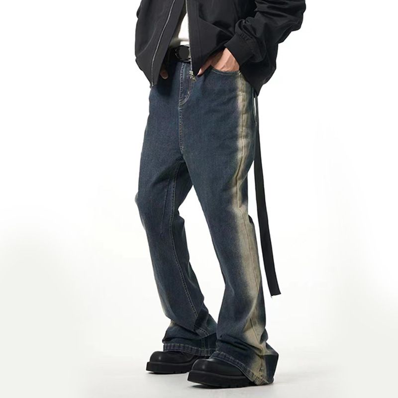 Men's Clothing Micro Flared Side Washed Mopping Gradient Jeans For Men And Women Niche Versatile Fashion Trend Trousers_mkmklike.com
