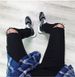 Men's Slim Fit Black Ripped Jeans Trendy Casual Fashion Midweight Polyester Skinny Trousers Street Dance Style Cropped_mkmklike.com