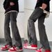 Men's Clothing Heavyweight Black Straight Leg Jeans Slightly Flared Casual Long Pants Mid Waist High Street Versatile Denim_mkmklike.com