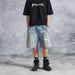 Men's Vintage Washed Denim Shorts - 5-Inch Inseam Dirty Finish Distressed Casual Cargo Shorts For Men, Retro Streetwear_mkmklike.com