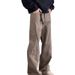 American Style Maillard Brown Multi Pocket Workwear Jeans, Men's High Street Straight Leg Micro Pull Cleanfit Pants_mkmklike.com