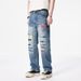 Men's Clothing Fashion Brand Jeans Men's Loose Straight Slightly Tapered High Street Hole Patch High End Autumn Spring And Autumn Style *** Pants Men_mkmklike.com