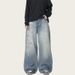 Men's Vintage Washed Distressed Denim Jeans - Loose Fit Casual Streetwear Pants With Splatter Design (Blue, Multiple Sizes Available)_mkmklike.com
