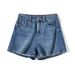 Women's Clothing Ice Skin Soft Milk Silk Fabric Four Way Stretch Fashion Slim High Waist Side Slit Denim Shorts Women_mkmklike.com
