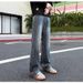 Men's Straight Leg Distressed Jeans Cleanfit Whiskered Bamboo Pattern Loose Flare Vibe Trousers American High Street_mkmklike.com