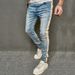 Men's Denim Solid Color Slim-Fit Small Foot Stretch Men's Slim-Fit Jeans_mkmklike.com