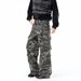 Military Camo Cargo Jeans For Men - Streetwear Wide-Leg Utility Pants With Multi-Pockets & Lumberjack Style_mkmklike.com
