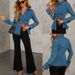 Women's Casual Style Long Sleeved Denim Shirt Single Breasted Lapel Collar Autumn Fashion_mkmklike.com