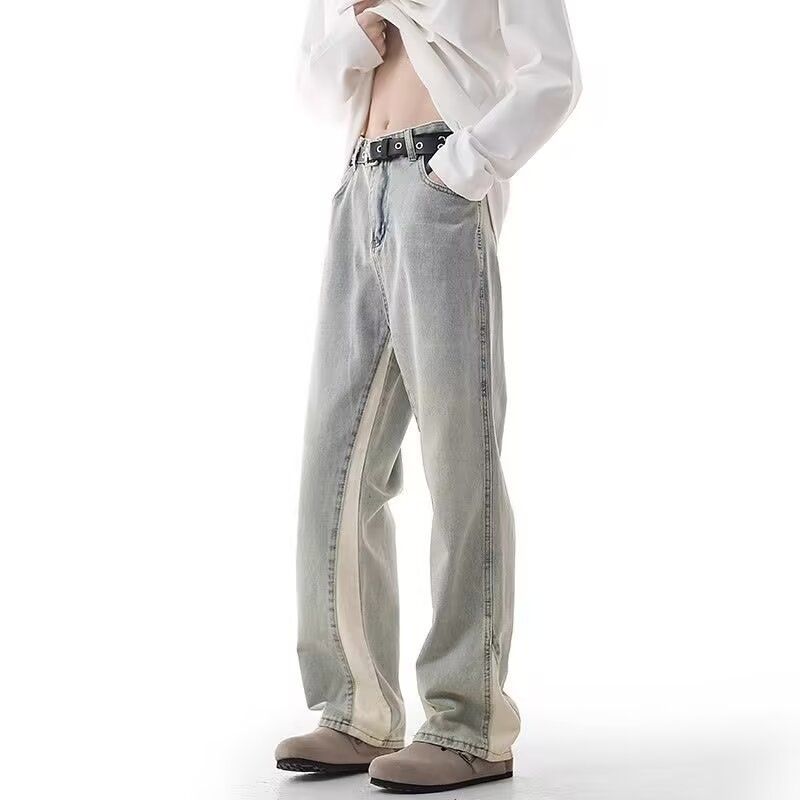 Vintage Washed Jeans For Men – Relaxed Straight-Leg Denim Pants With Anti-Wrinkle Finish (S-3XL, Light Blue, Retro Casual Style)_mkmklike.com