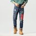 Men's Distressed Patchwork Embroidered Slim Fit Jeans - High Street Fashion Straight Leg Denim Pants For Casual Wear_mkmklike.com