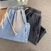 Men's Cotton Denim Shorts | Relaxed Fit Elastic Waist Casual Shorts For Summer, Loose Straight Leg Streetwear Shorts_mkmklike.com