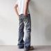 3D Printed Jeans – Digital Print Low-Rise Bootcut Denim Pants With Vintage Wash_mkmklike.com