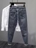 Men's Distressed Denim Jeans – Stone-Washed Slim Fit With Medium Stretch | Vintage Blue-Grey Straight Leg Streetwear Pants (M-3XL)_mkmklike.com