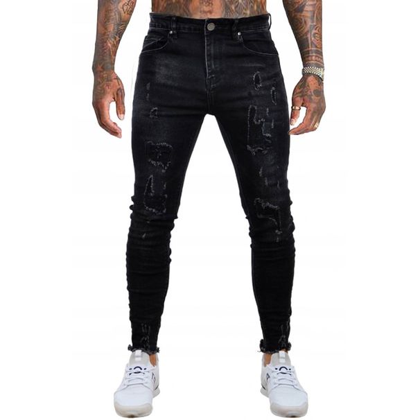 Men's Slim Fit Skinny Jeans 2026 Spring Autumn Korean Style Casual Straight Leg Trousers mid Waist Cotton Black Gray Blue_mkmklike.com