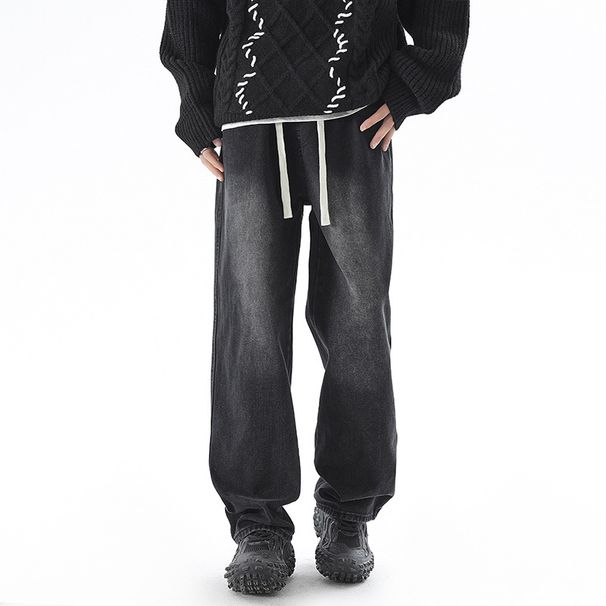 Men's Clothing Straight Jeans For Men Spring And Autumn Men's American Trendy High Street Loose Wide Leg Pants Long Trousers_mkmklike.com