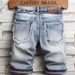 Men's Clothing Summer Denim Shorts Thin Stretch Medium Pants Ripped And Scratched Five Quarter Pants_mkmklike.com