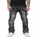 Spring Autumn 2025 Fashion European-Amecian Style Straight Type Cargo Jeans Men's Cotton Elastic Iaminated Micro Flared Denim Pants S-2XL_mkmklike.com