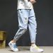Men's Summer Thin Ripped Jeans Trendy Loose Straight Leg Mid-Waist Cropped Casual Trousers High Street Style_mkmklike.com