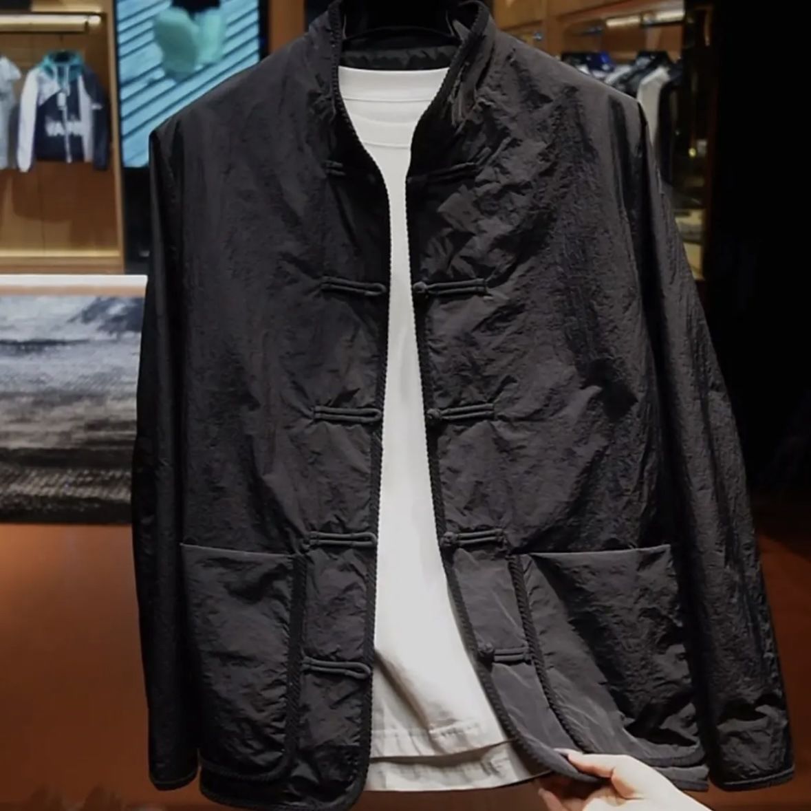 2025 New Black Long Sleeve Casual Spring Autumn Retro Trendy Chinese Style Button Jacket_mkmklike.com