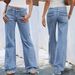 Women's Clothing Retro Wide Leg Jeans Loose Fit With Big Pockets Frayed Hem Spring Summer New_mkmklike.com