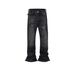 MIJKO Men's And Women's Ink Splash Flared Cat Whiskers Jeans Unisex American Retro Textured Slim Fit Long Pants Trendy_mkmklike.com