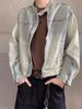 Loom Retro Distressed Patchwork Short Trendy Brand European And American Street Vintage Jacket Men's Denim Coat_mkmklike.com