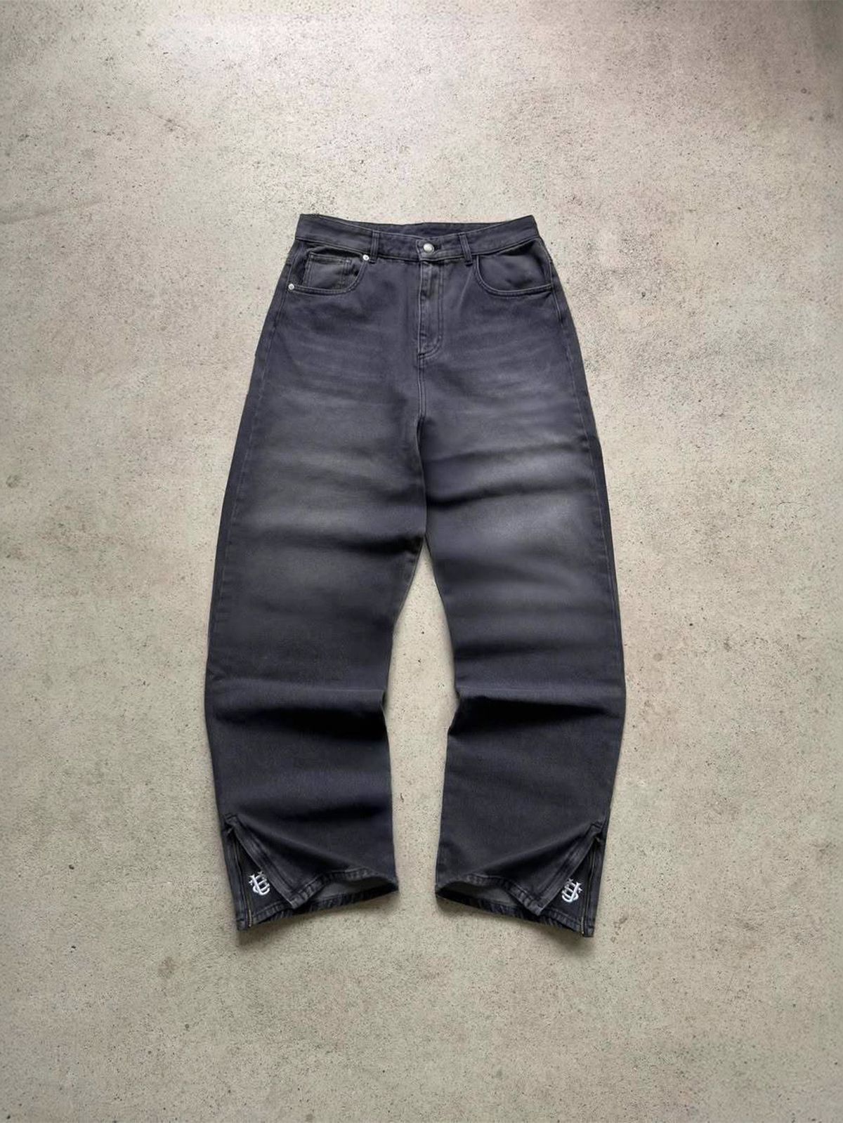 Men's Vintage Wash Jeans - Straight Leg Denim With Embroidered Details, Retro Streetwear Pants_mkmklike.com