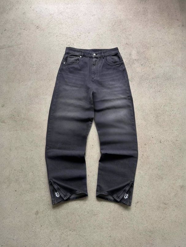 Men's Vintage Wash Jeans - Straight Leg Denim With Embroidered Details, Retro Streetwear Pants_mkmklike.com