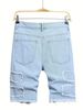 Men's Distressed Denim Shorts – Loose Fit Patchwork Casual Bermuda Shorts (Light Blue, S-2XL)_mkmklike.com