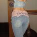 Women's American Style Low Rise Color Block Patchwork Flared Jeans Vertical Stripe Seam Stretch Washed Light Blue Denim_mkmklike.com