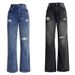 K Fashionable Ripped Skinny-fit Wide-leg Jeans For Women_mkmklike.com