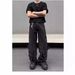 American High Street Cleanfit Black Big Pocket Cargo Jeans Men Straight Loose Vibe Pants Design Sense_mkmklike.com