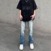 Men's Clothing Ripped Flared Jeans Men's Distressed Washed Ripped Flare Jeans - Vintage High Street Cleanfit Vibe Straight Denim Pants_mkmklike.com