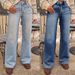 High-Waisted Relaxed Wide-Leg Jeans For Women – Vintage Washed Denim Pants (Dark Blue/Light Blue, S-XXL)_mkmklike.com