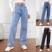 High Waisted Women's Casual Straight Leg Jeans Light Washed Loose Fit Wide Leg plus Size_mkmklike.com