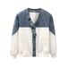 Pishi Color-Block Denim Jacket Men, Spring New Style, Men's Youthful V-Neck Top For Autumn And Winter_mkmklike.com
