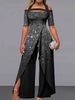 Women's Clothing Fashion Sexy Off-Shoulder Printed Casual Wide-Leg Jumpsuit_mkmklike.com