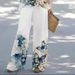 Women's Clothing round neck casual printed vest wide leg pants suit_mkmklike.com